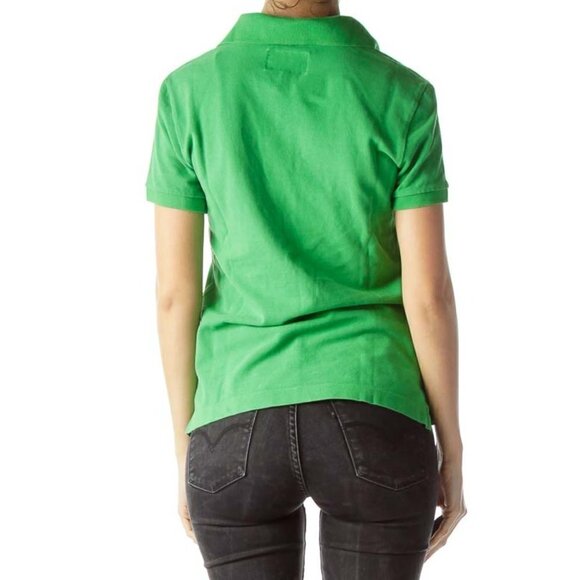 Armani Jeans Green 100% Cotton Embroidered Logo Polo Shirt - Picture 2 of 3